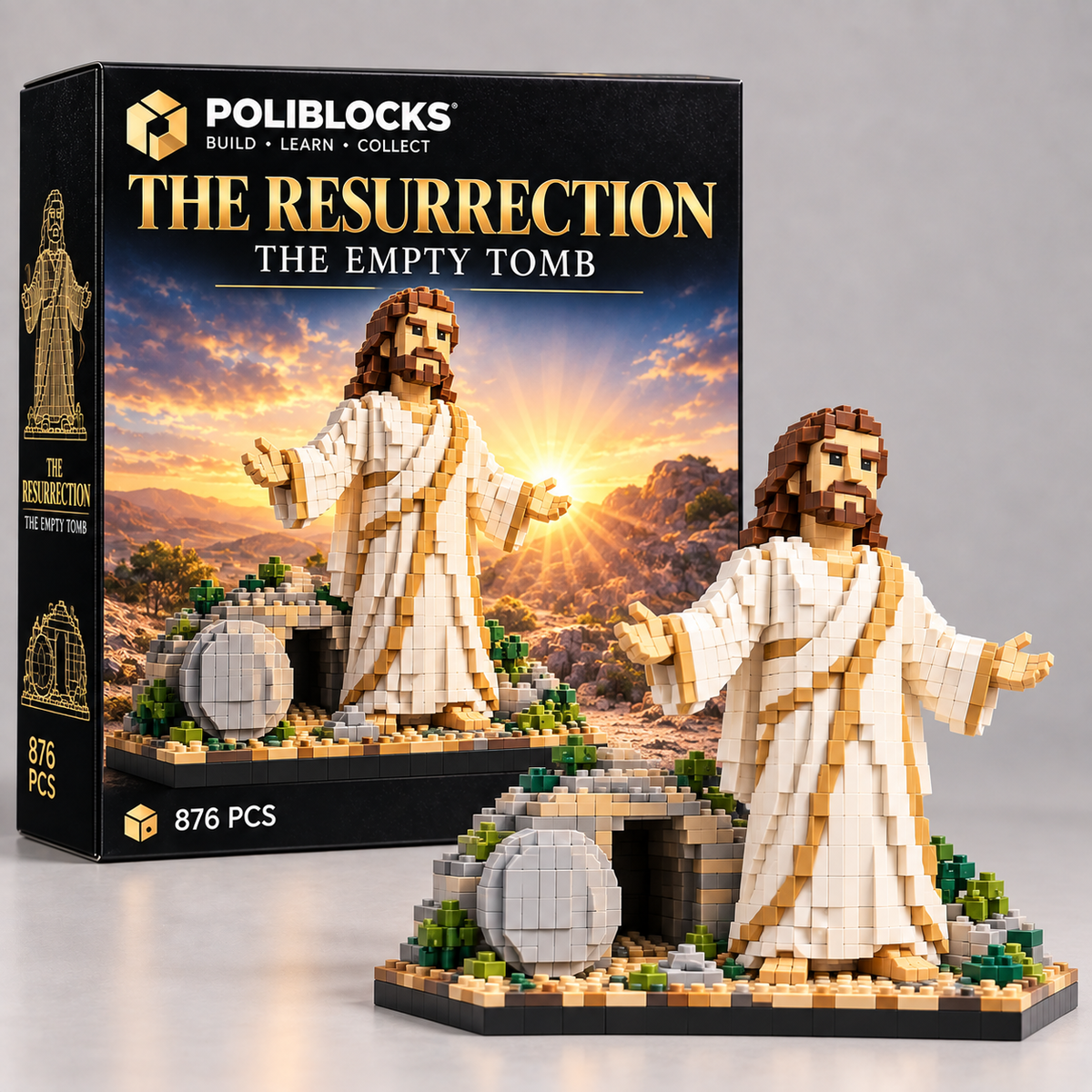 The Resurrection — The Empty Tomb: POLIBLOCKS box and completed brick-built model